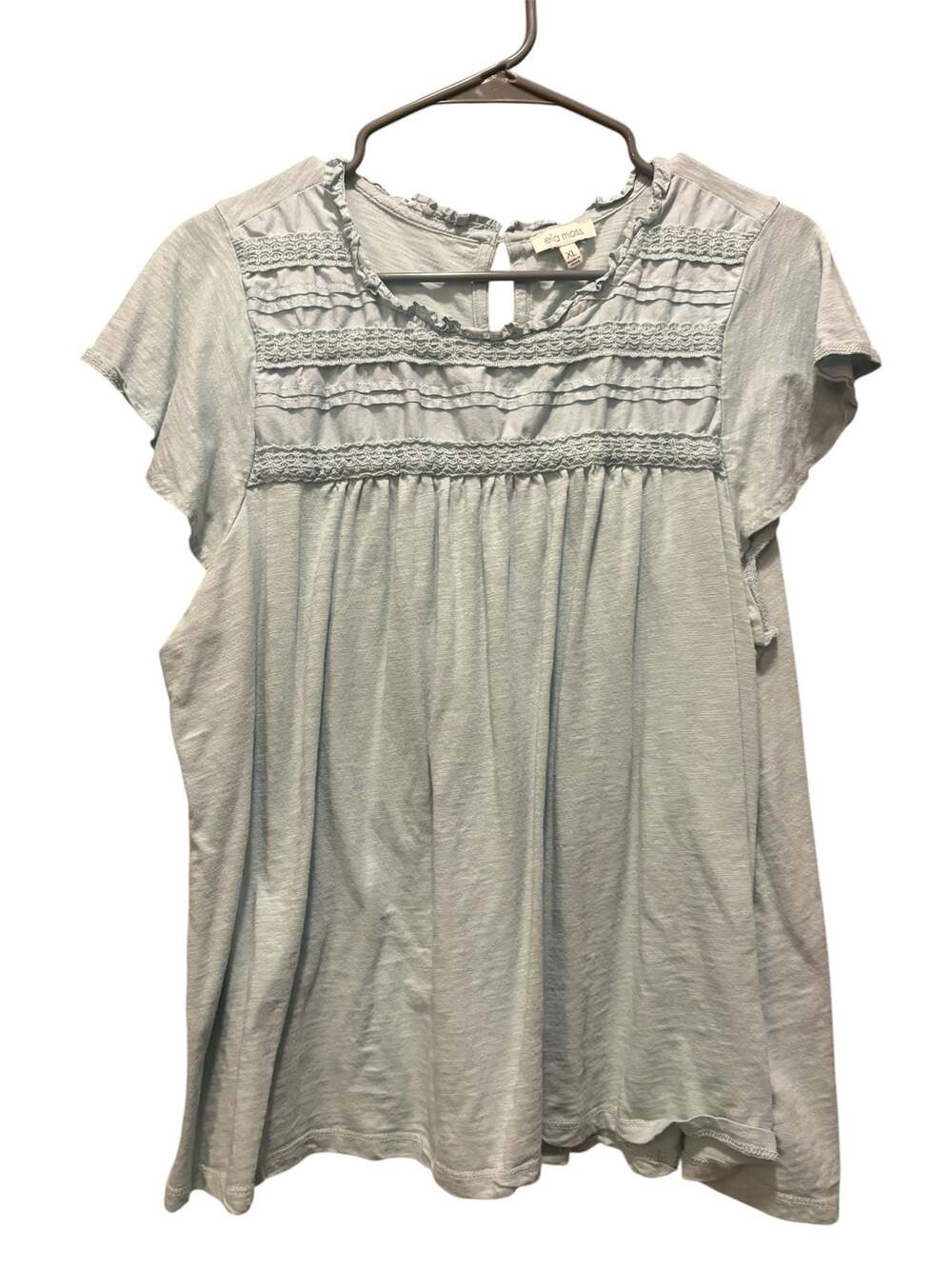 Ella Moss Light Blue Ruffle Lace Detail Blouse Size XL